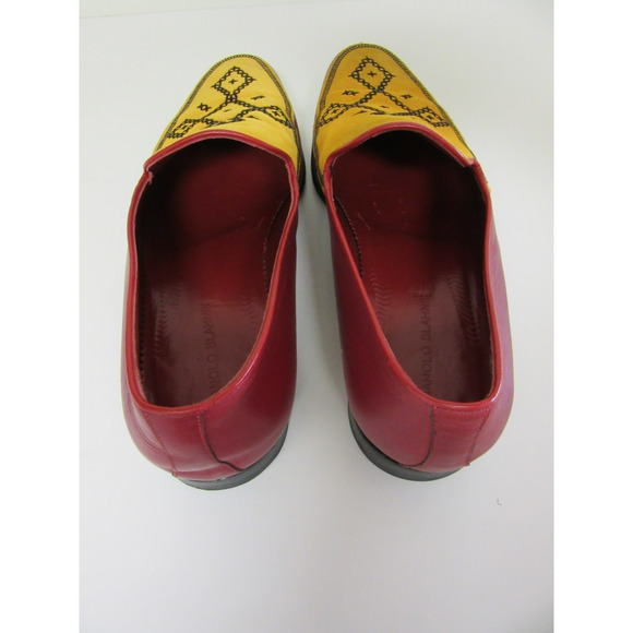 MANOLO BLAHNIK Rare Bold Color Block Geometric Embroidery 10 Slip On Loafers main image 6